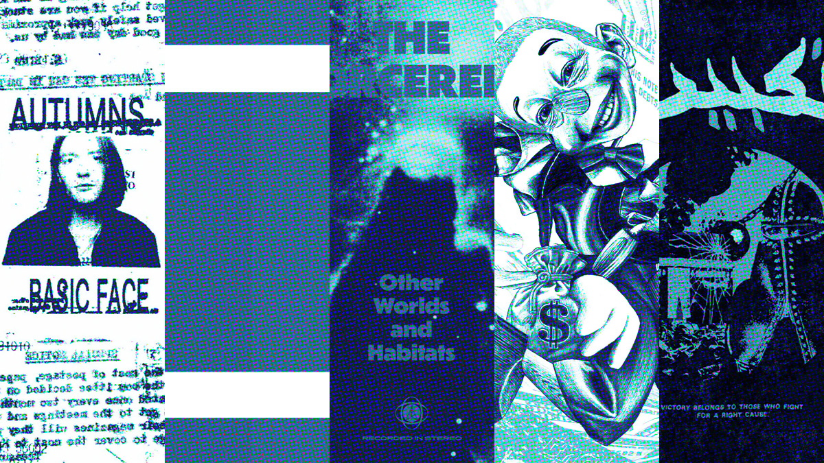 A composite image of album covers by Autumns, Client_03, The Sorcerers, Adrian Sherwood and Taqbir