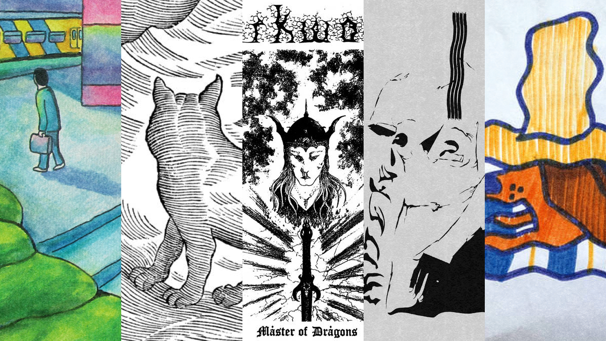 Compilation of album images. albums by: Misere, Gruff Rhys, Shook & Legowelt and Jim Kirkwood