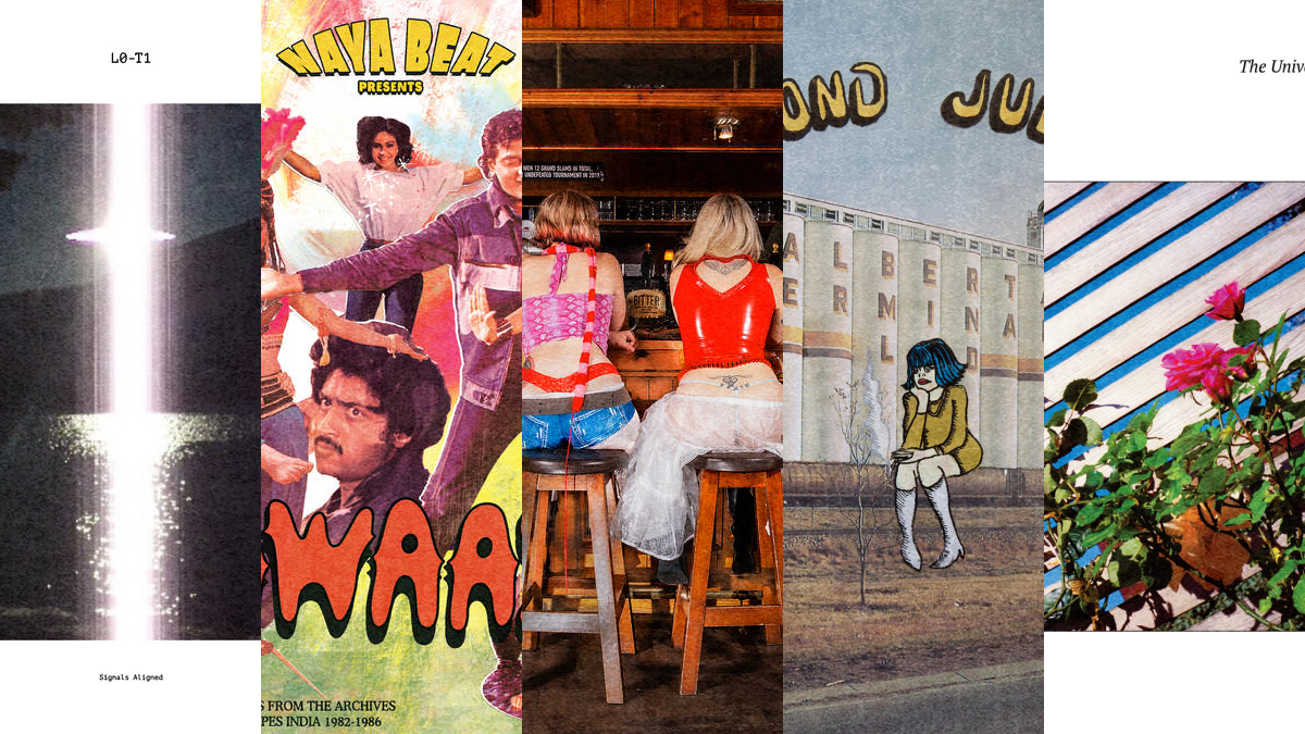 A composite of 5 album covers by Lord of the Isles, Naya Beat, Panic Shack, Cindy Lee.