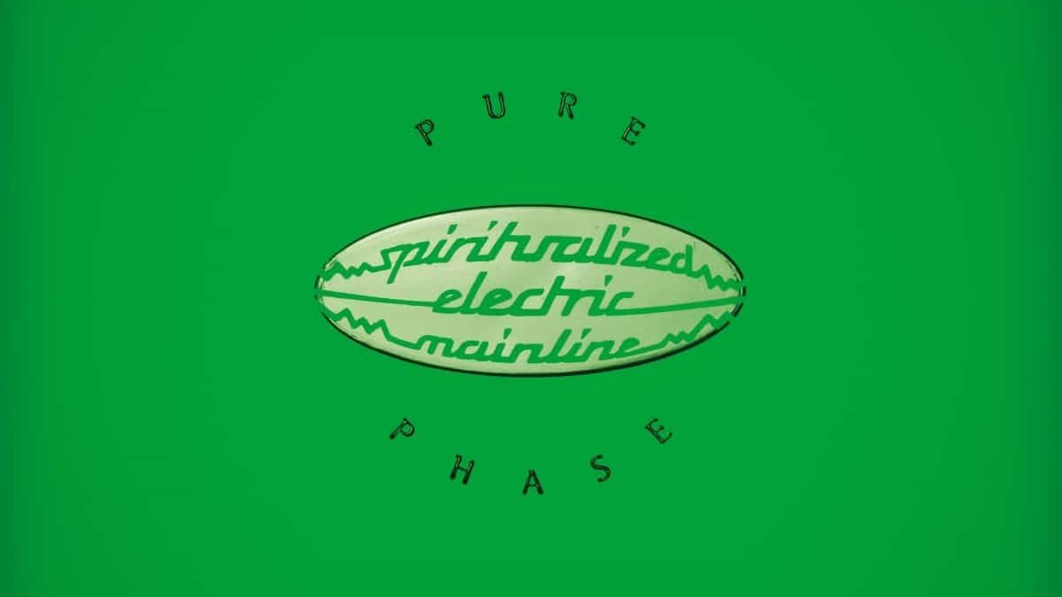 Cover for Spiritualized's Pure Phase album. A logo sits on a green background.