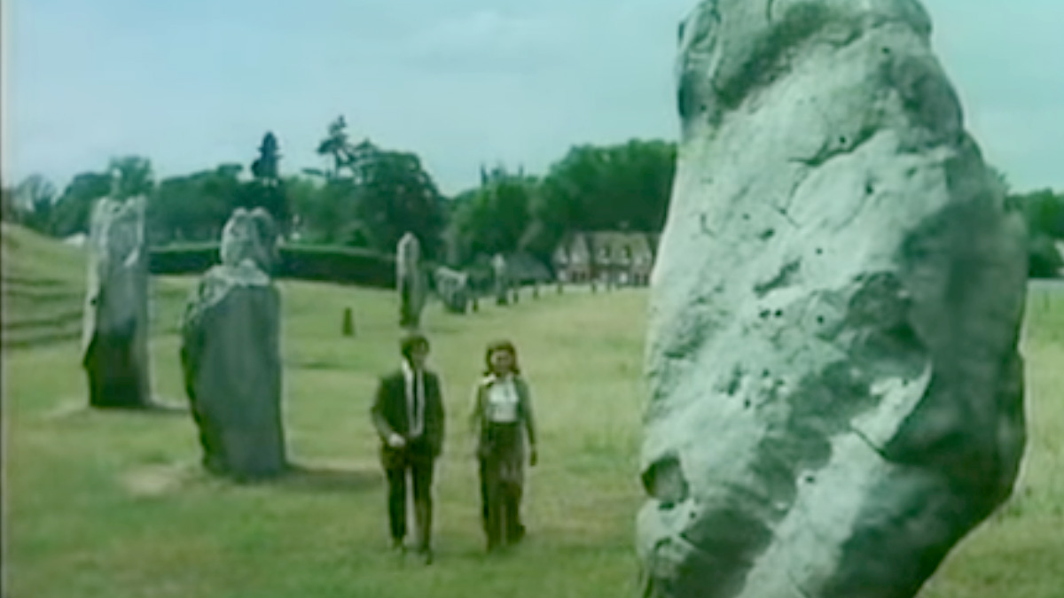 Adam and Margret walk among the sacred stones of milbury.